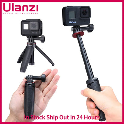 Ulanzi MT-09 Extendable Selfie Stick for GoPro Hero 12 11 10 9 8 Portable Vlog Tripod Mini Action Camera Handle Gopro Accessory