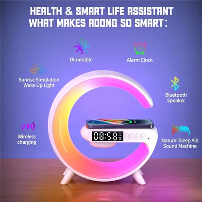 Mini Multifunction Wireless Charger Pad Stand Speaker TF RGB Night Light Fast Charging Station for iPhone Samsung Xiaomi Huawei